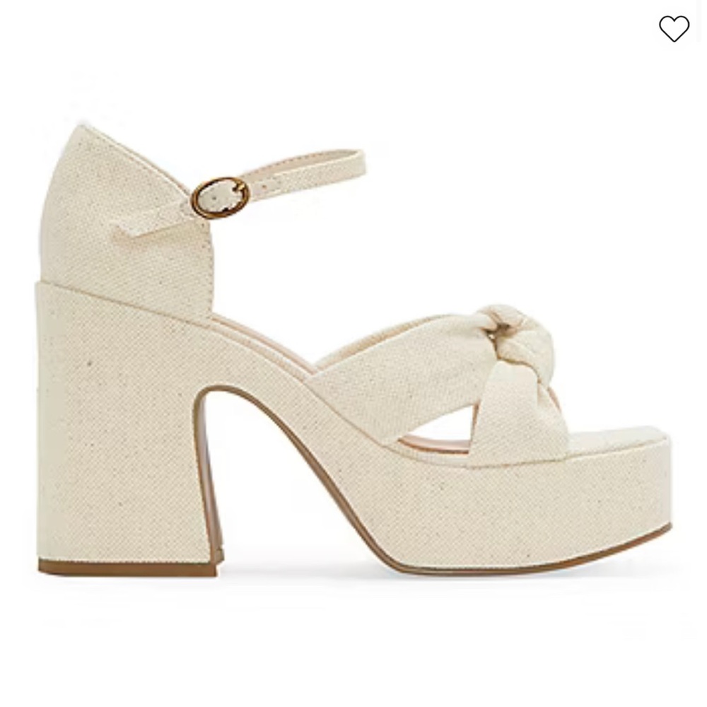 a.n.a Cream Heels with Chunky Block Heel and Knot Detail - Picture 2 of 10